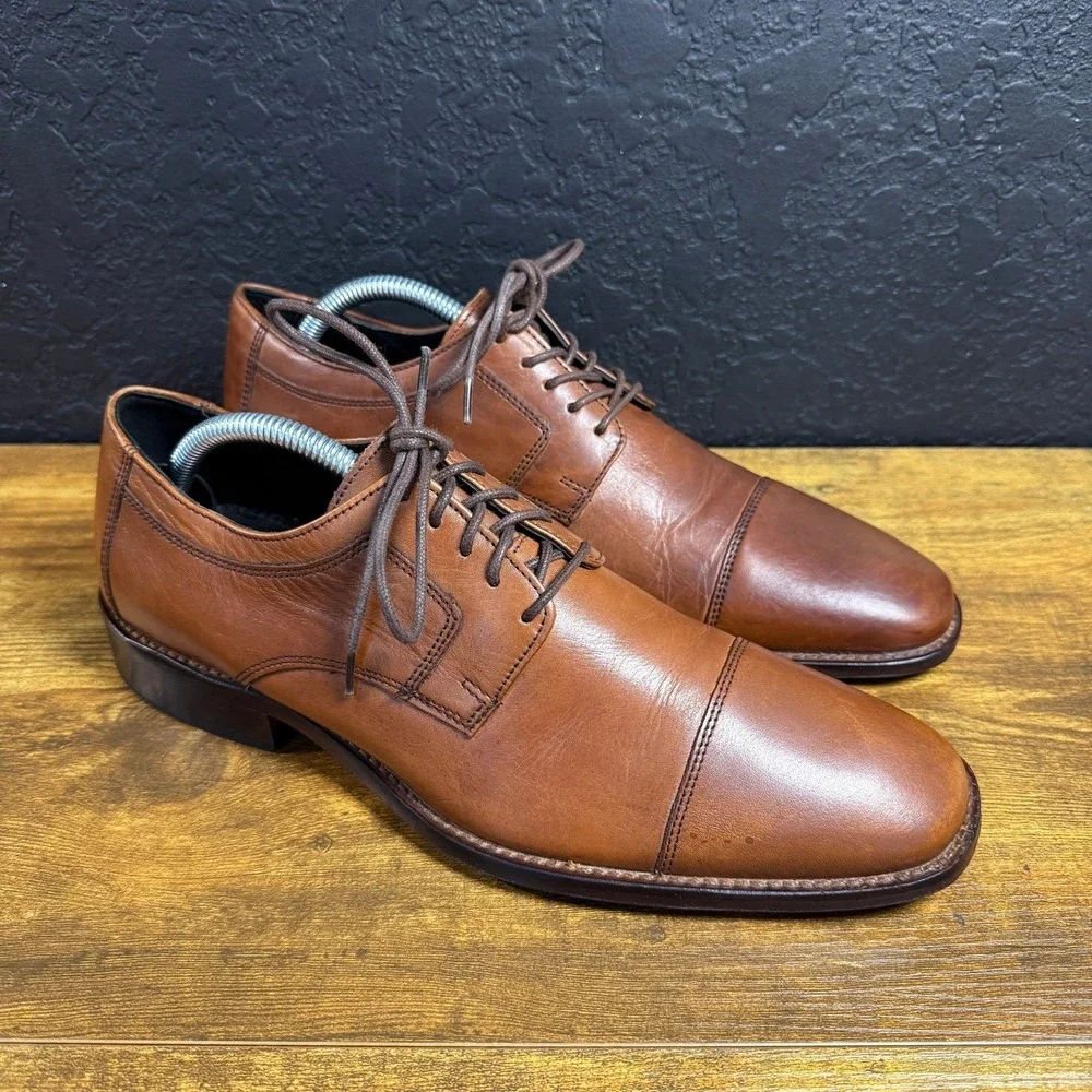 Johnston‎ & Murphy J. Murphy 59-11566 Tan Leather Cap Toe Oxford Mens 9.5M